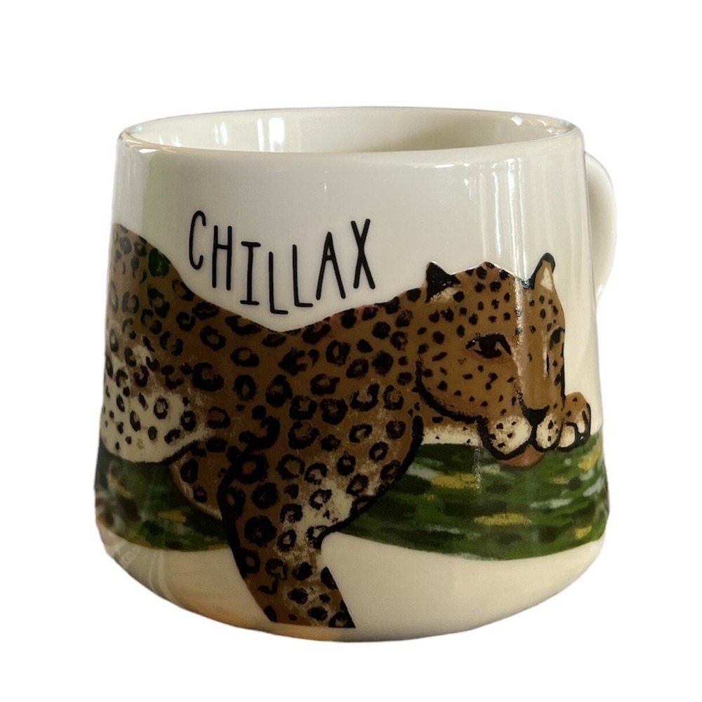 CHILLAX Coffee Mug 16oz Opal House Cheetah Big Cat Relaxing‎ on the Tree Branch